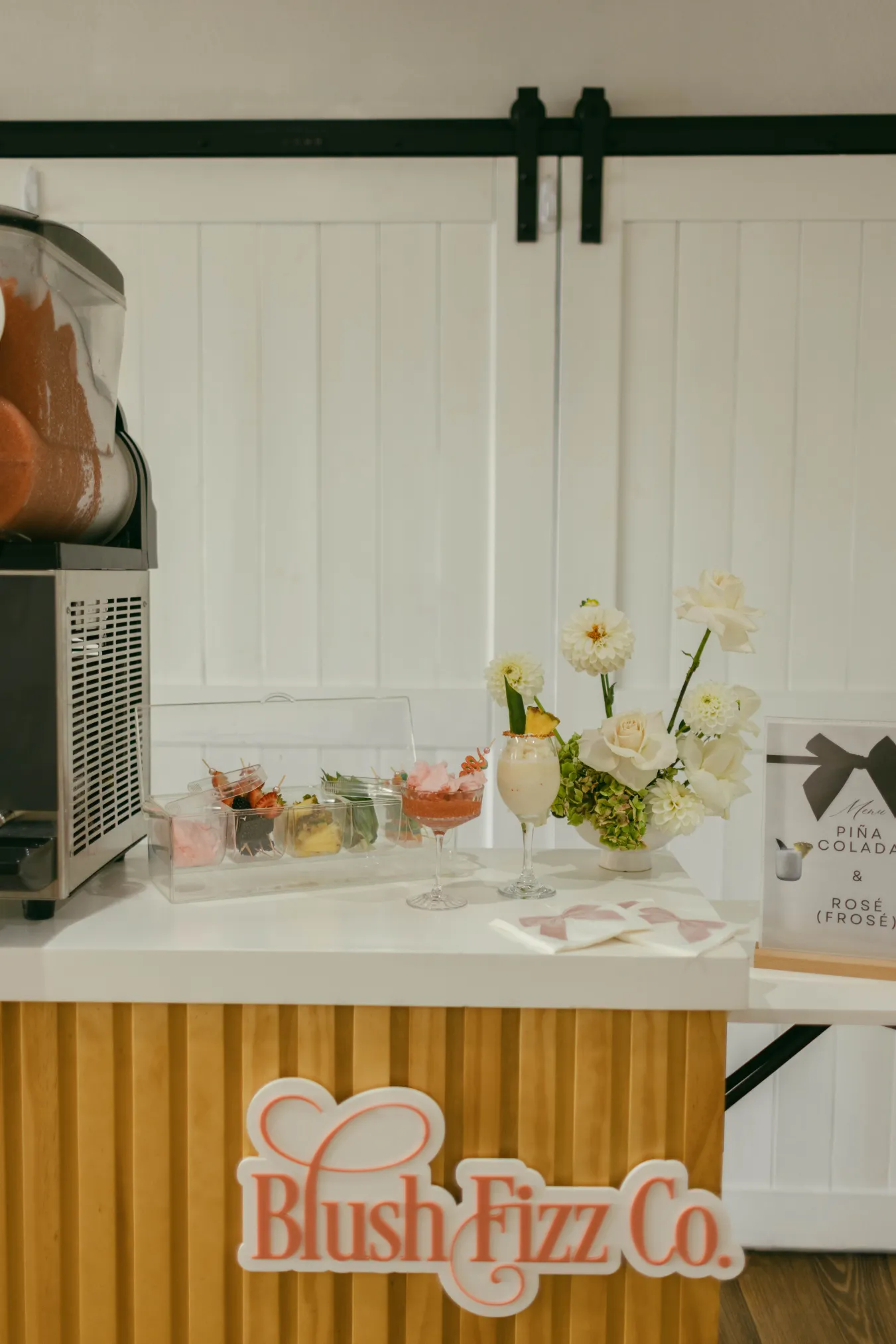 Styled frozen cocktail display by Blush Fizz Co. for a private celebration